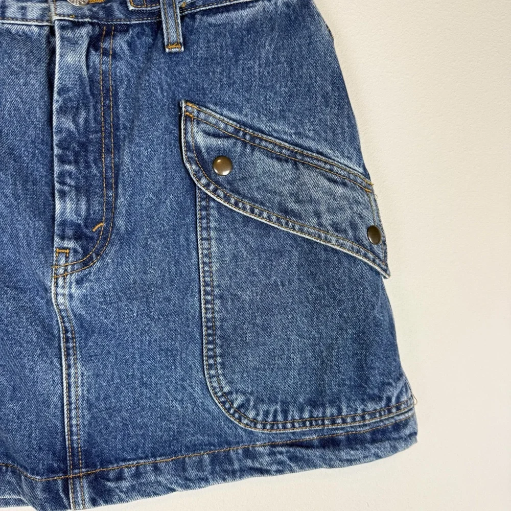 Re/Done Racer Denim Cargo Mini Skirt Moto Speedway Size‎ 27